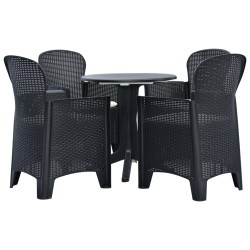 vidaXL 5-tlg. Garten-Essgruppe Kunststoff Rattan Anthrazit