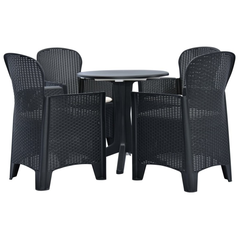 vidaXL 5-tlg. Garten-Essgruppe Kunststoff Rattan Anthrazit vidaXL 5-tlg. Garten-Essgruppe Kunststoff Rattan Anthrazit