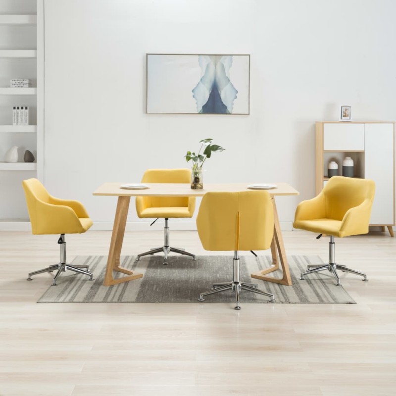 vidaXL Esszimmerstühle Drehbar 4 Stk. Gelb Stoff vidaXL Esszimmerstühle Drehbar 4 Stk. Gelb Stoff