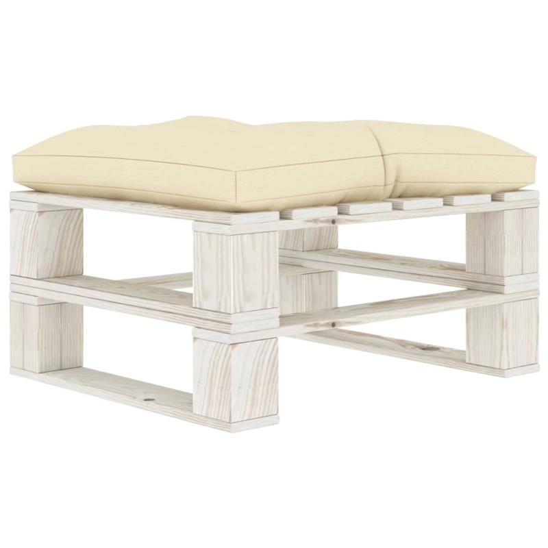 vidaXL Outdoor-Ottomane Paletten mit Kissen in Creme Holz vidaXL Outdoor-Ottomane Paletten mit Kissen in Creme Holz