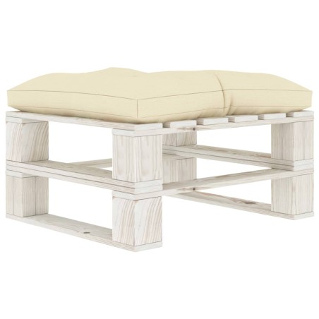 vidaXL Outdoor-Ottomane Paletten mit Kissen in Creme Holz