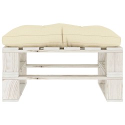 vidaXL Outdoor-Ottomane Paletten mit Kissen in Creme Holz