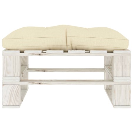vidaXL Outdoor-Ottomane Paletten mit Kissen in Creme Holz