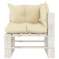 vidaXL Garten-Paletten-Ecksofa mit Kissen in Creme Holz vidaXL Garten-Paletten-Ecksofa mit Kissen in Creme Holz