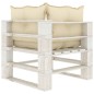 vidaXL Garten-Paletten-Ecksofa mit Kissen in Creme Holz vidaXL Garten-Paletten-Ecksofa mit Kissen in Creme Holz