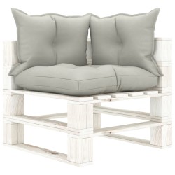 vidaXL Garten-Paletten-Ecksofa mit Kissen in Taupe Holz