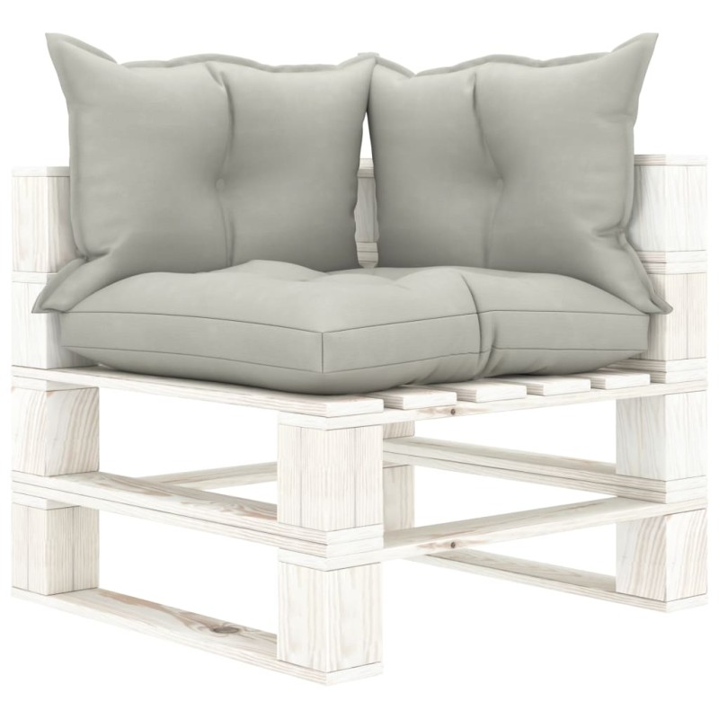 vidaXL Garten-Paletten-Ecksofa mit Kissen in Taupe Holz vidaXL Garten-Paletten-Ecksofa mit Kissen in Taupe Holz