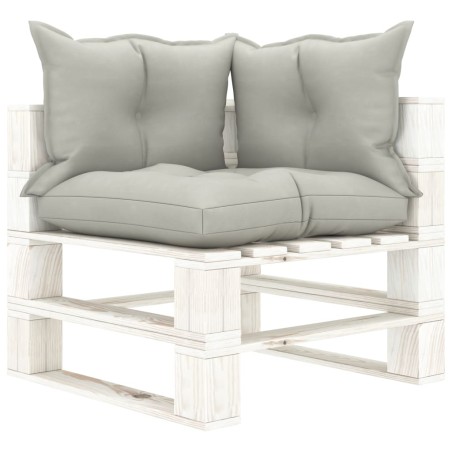vidaXL Garten-Paletten-Ecksofa mit Kissen in Taupe Holz