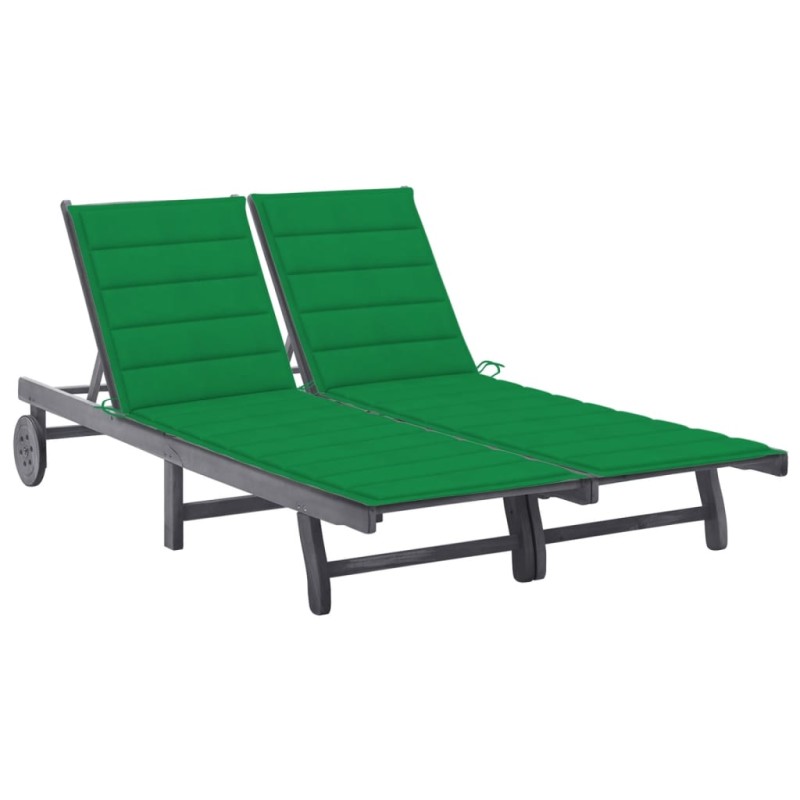 vidaXL 2-Personen-Sonnenliege mit Auflage Grau Akazie Massivholz vidaXL 2-Personen-Sonnenliege mit Auflage Grau Akazie Massivholz