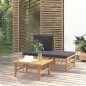 vidaXL 3-tlg. Garten-Lounge-Set mit Dunkelgrauen Kissen Bambus vidaXL 3-tlg. Garten-Lounge-Set mit Dunkelgrauen Kissen Bambus