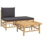 vidaXL 3-tlg. Garten-Lounge-Set mit Dunkelgrauen Kissen Bambus vidaXL 3-tlg. Garten-Lounge-Set mit Dunkelgrauen Kissen Bambus