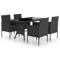 vidaXL 5-tlg. Garten-Essgruppe Poly Rattan Schwarz vidaXL 5-tlg. Garten-Essgruppe Poly Rattan Schwarz
