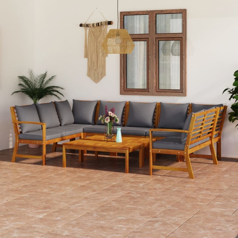 vidaXL 9-tlg. Garten-Lounge-Set mit Auflagen Massivholz Akazie vidaXL 9-tlg. Garten-Lounge-Set mit Auflagen Massivholz Akazie