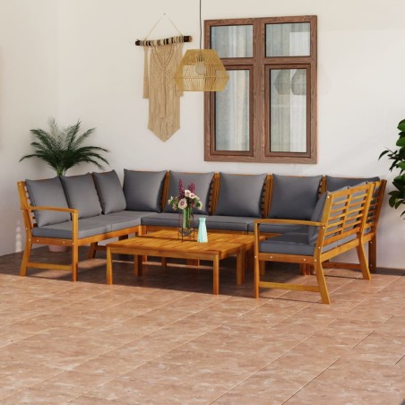 vidaXL 9-tlg. Garten-Lounge-Set mit Auflagen Massivholz Akazie