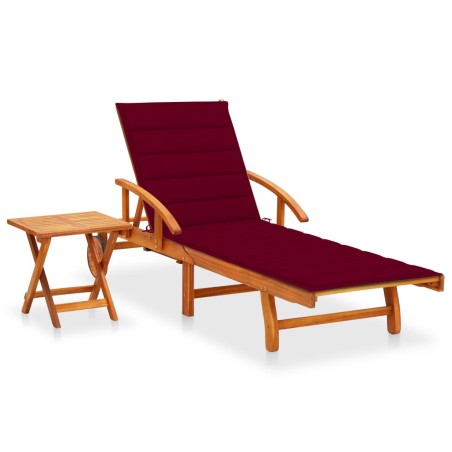 vidaXL Sonnenliege mit Tisch und Auflage Akazie Massivholz 
