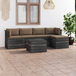 vidaXL 6-tlg. Garten-Sofagarnitur aus Paletten mit Kissen Kiefernholz
