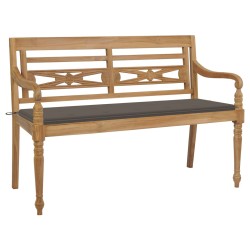 vidaXL Batavia-Gartenbank mit Taupe Auflage 150 cm Massivholz Teak 