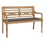 vidaXL Batavia-Gartenbank mit Taupe Auflage 150 cm Massivholz Teak 
