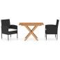 vidaXL 3-tlg. Garten-Essgruppe Poly Rattan & Massivholz Akazie Schwarz vidaXL 3-tlg. Garten-Essgruppe Poly Rattan & Massivholz Akazie Schwarz