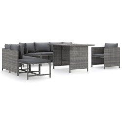 vidaXL 8-tlg. Garten-Lounge-Set mit Kissen Poly Rattan Grau