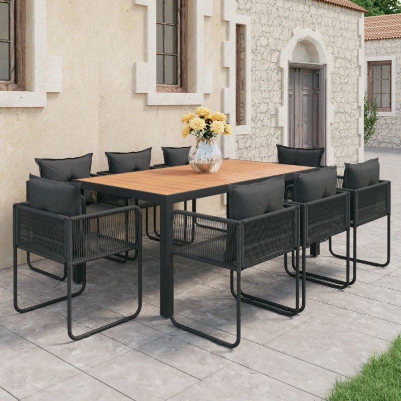 vidaXL 9-tlg. Garten-Essgruppe PVC Rattan Schwarz und Braun vidaXL 9-tlg. Garten-Essgruppe PVC Rattan Schwarz und Braun