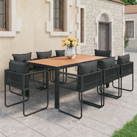 vidaXL 9-tlg. Garten-Essgruppe PVC Rattan Schwarz und Braun