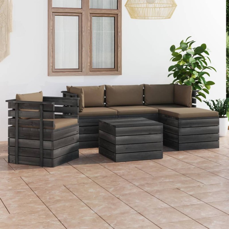 vidaXL 6-tlg. Garten-Sofagarnitur aus Paletten mit Kissen Kiefernholz vidaXL 6-tlg. Garten-Sofagarnitur aus Paletten mit Kissen Kiefernholz