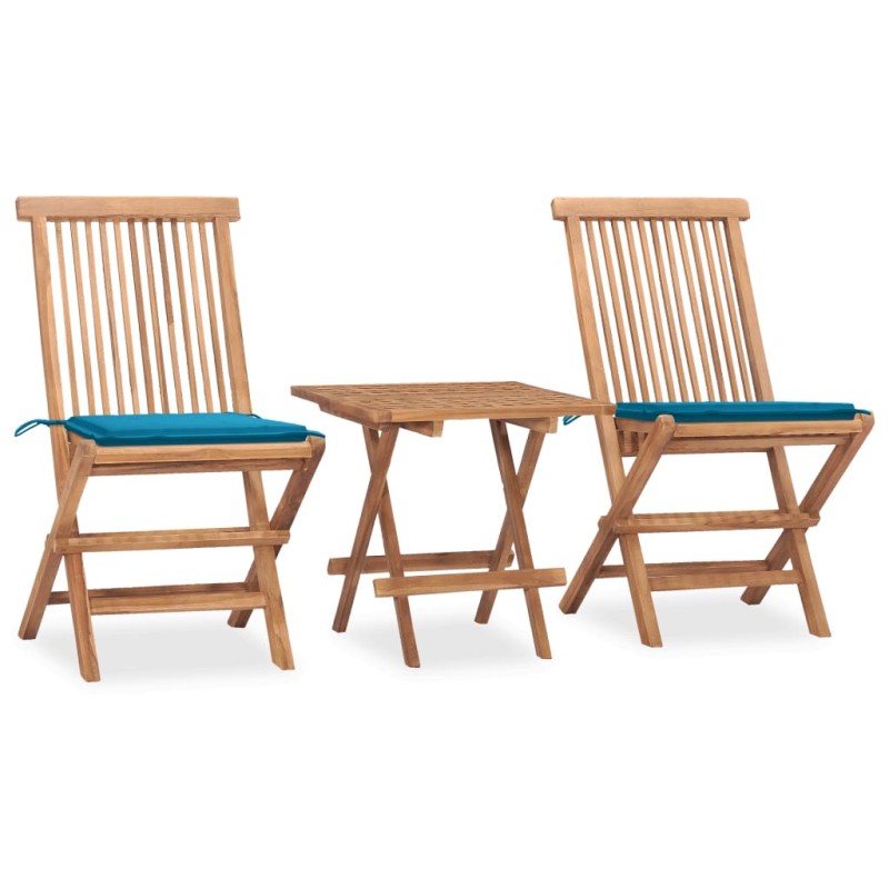 vidaXL 3-tlg. Garten-Essgruppe mit Kissen Klappbar Massivholz Teak vidaXL 3-tlg. Garten-Essgruppe mit Kissen Klappbar Massivholz Teak