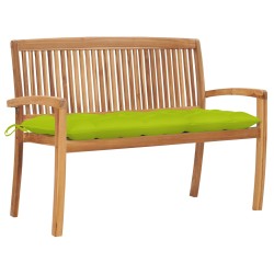 vidaXL Stapelbare Gartenbank mit Auflage 128,5 cm Massivholz Teak