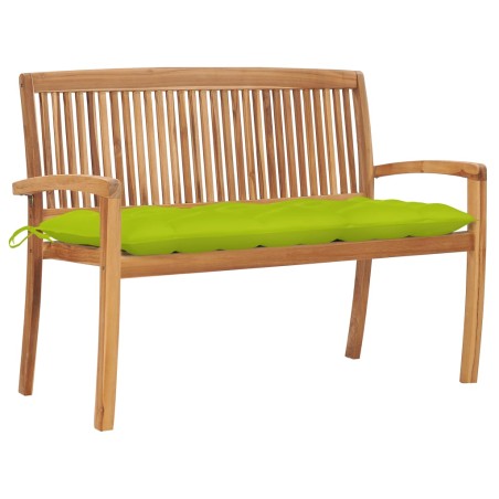 vidaXL Stapelbare Gartenbank mit Auflage 128,5 cm Massivholz Teak