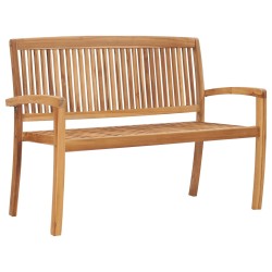 vidaXL Stapelbare Gartenbank mit Auflage 128,5 cm Massivholz Teak