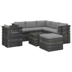 vidaXL 8-tlg. Garten-Sofagarnitur aus Paletten mit Kissen Kiefernholz