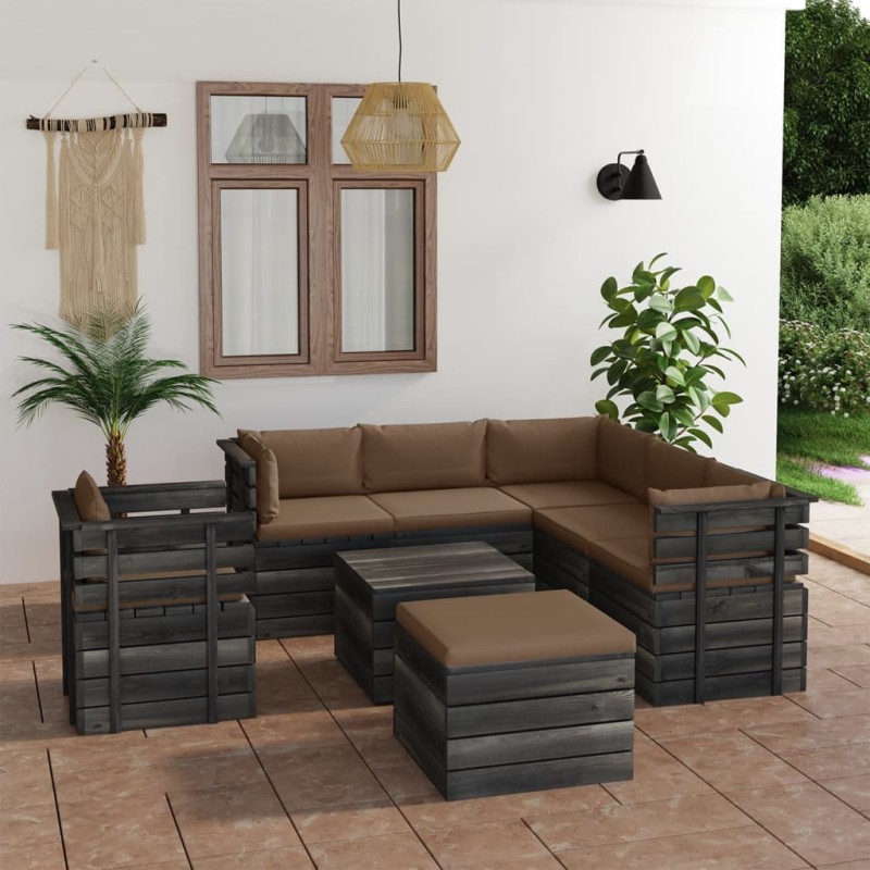 vidaXL 8-tlg. Garten-Sofagarnitur aus Paletten mit Kissen Kiefernholz vidaXL 8-tlg. Garten-Sofagarnitur aus Paletten mit Kissen Kiefernholz