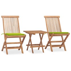 vidaXL 3-tlg. Garten-Essgruppe mit Kissen Klappbar Massivholz Teak