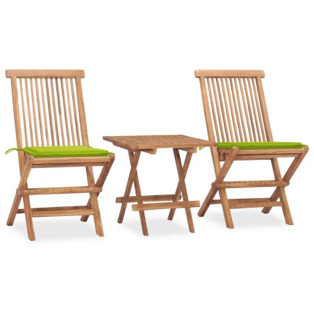 vidaXL 3-tlg. Garten-Essgruppe mit Kissen Klappbar Massivholz Teak