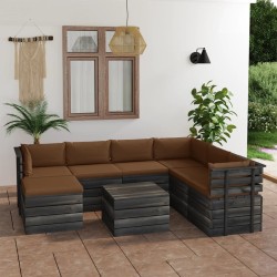 vidaXL 8-tlg. Garten-Sofagarnitur aus Paletten mit Kissen Kiefernholz