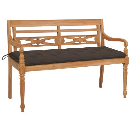 vidaXL Batavia-Gartenbank mit Taupe Auflage 150 cm Massivholz Teak 