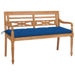 vidaXL Batavia-Gartenbank mit Blauer Auflage 150 cm Massivholz Teak 