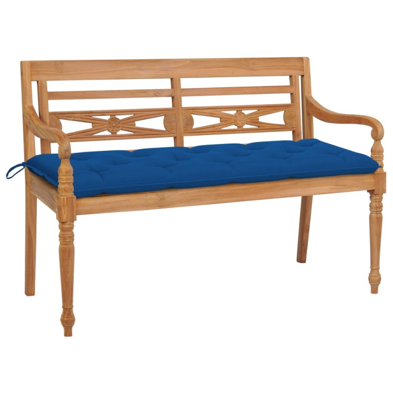 vidaXL Batavia-Gartenbank mit Blauer Auflage 150 cm Massivholz Teak vidaXL Batavia-Gartenbank mit Blauer Auflage 150 cm Massivholz Teak