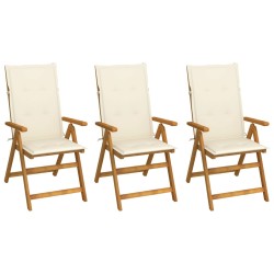 vidaXL Klappbare Gartenstühle 3 Stk. mit Auflagen Massivholz Akazie
