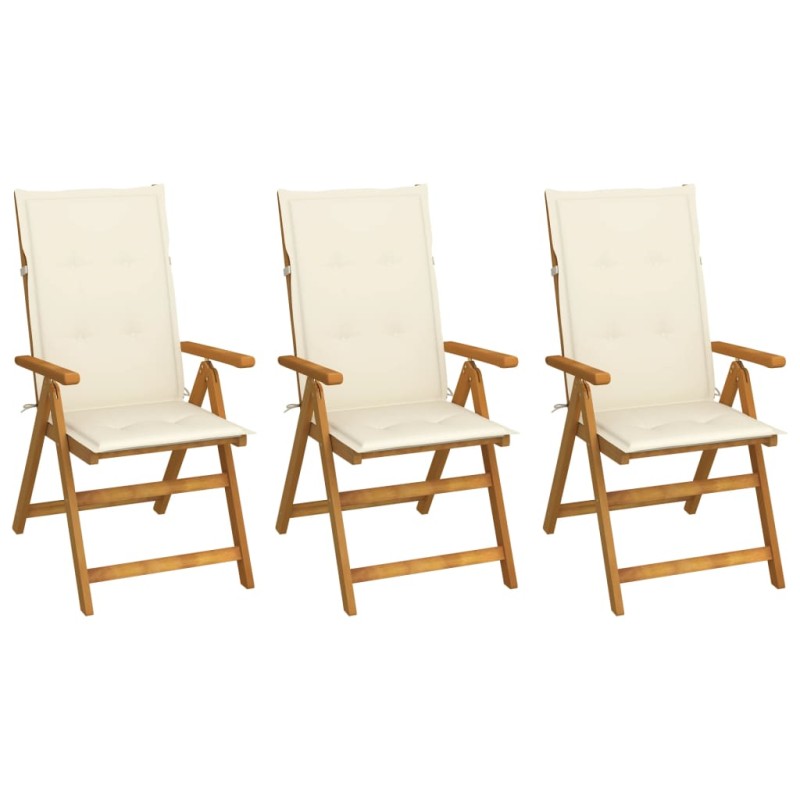 vidaXL Klappbare Gartenstühle 3 Stk. mit Auflagen Massivholz Akazie vidaXL Klappbare Gartenstühle 3 Stk. mit Auflagen Massivholz Akazie