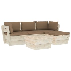 vidaXL 5-tlg. Garten-Sofagarnitur aus Paletten mit Kissen Fichtenholz