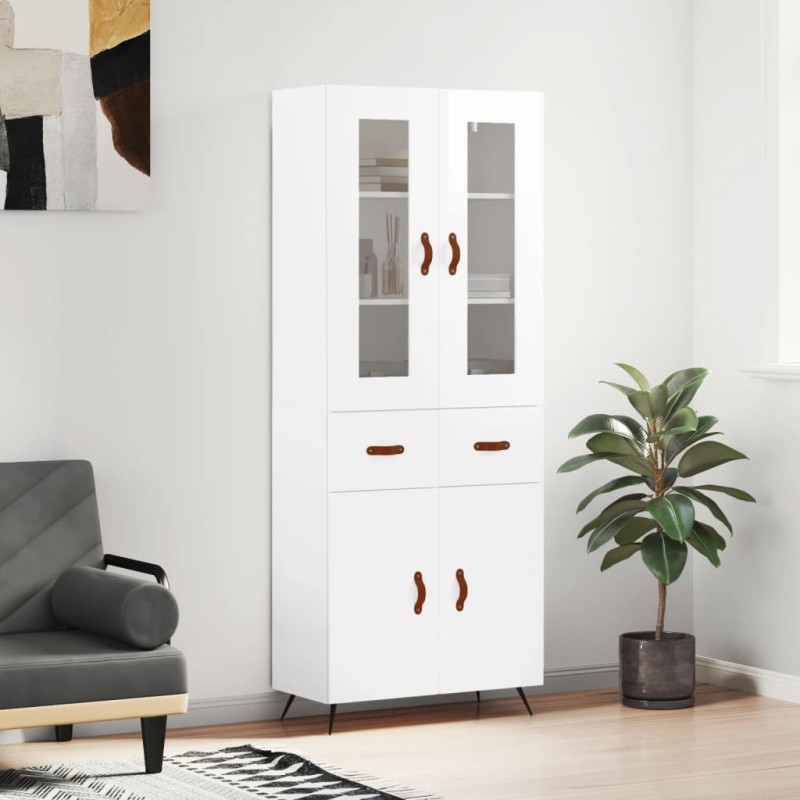 Highboard Hochglanz-Weiß 69,5x34x180 cm Holzwerkstoff Highboard Hochglanz-Weiß 69,5x34x180 cm Holzwerkstoff