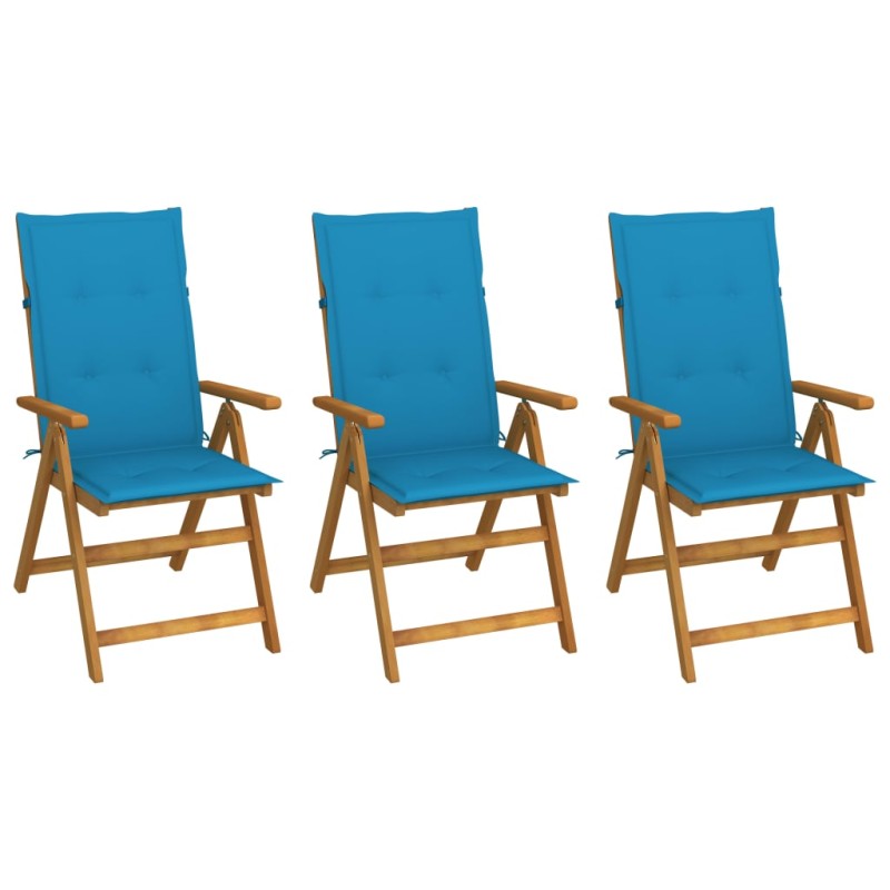 vidaXL Klappbare Gartenstühle 3 Stk. mit Auflagen Massivholz Akazie vidaXL Klappbare Gartenstühle 3 Stk. mit Auflagen Massivholz Akazie