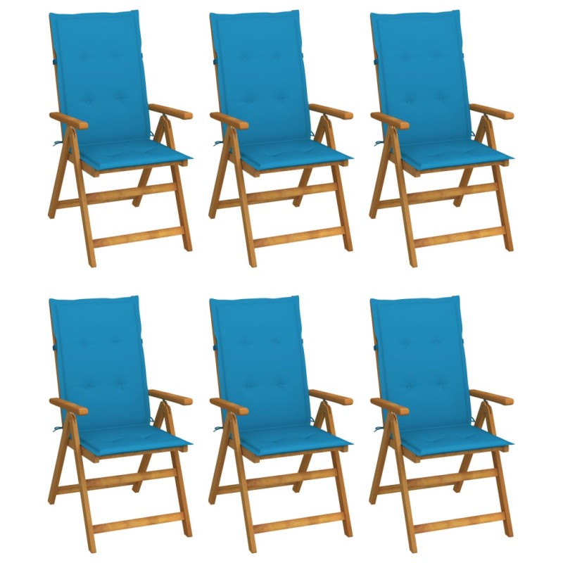 vidaXL Klappbare Gartenstühle 6 Stk. mit Auflagen Massivholz Akazie vidaXL Klappbare Gartenstühle 6 Stk. mit Auflagen Massivholz Akazie