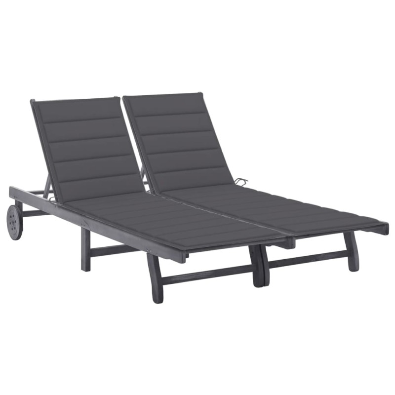 vidaXL 2-Personen-Sonnenliege mit Auflage Grau Akazie Massivholz vidaXL 2-Personen-Sonnenliege mit Auflage Grau Akazie Massivholz