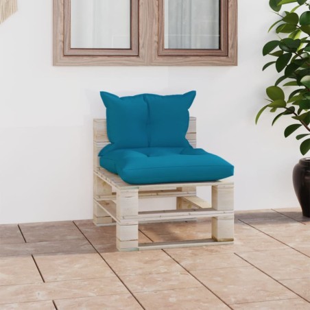 vidaXL Garten-Mittelsofa aus Paletten mit Kissen Kiefernholz