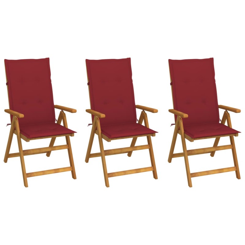 vidaXL Klappbare Gartenstühle 3 Stk. mit Auflagen Massivholz Akazie vidaXL Klappbare Gartenstühle 3 Stk. mit Auflagen Massivholz Akazie