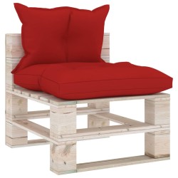 vidaXL Outdoor-Mittelsofa Paletten mit Kissen Kiefernholz