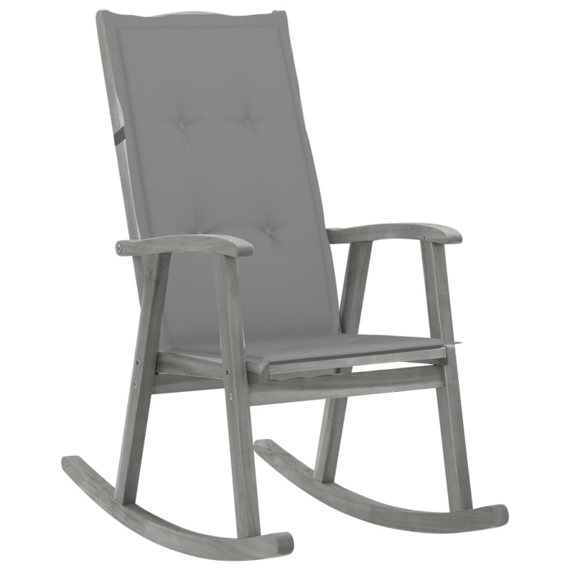 vidaXL Schaukelstuhl mit Auflage Grau Massivholz Akazie vidaXL Schaukelstuhl mit Auflage Grau Massivholz Akazie